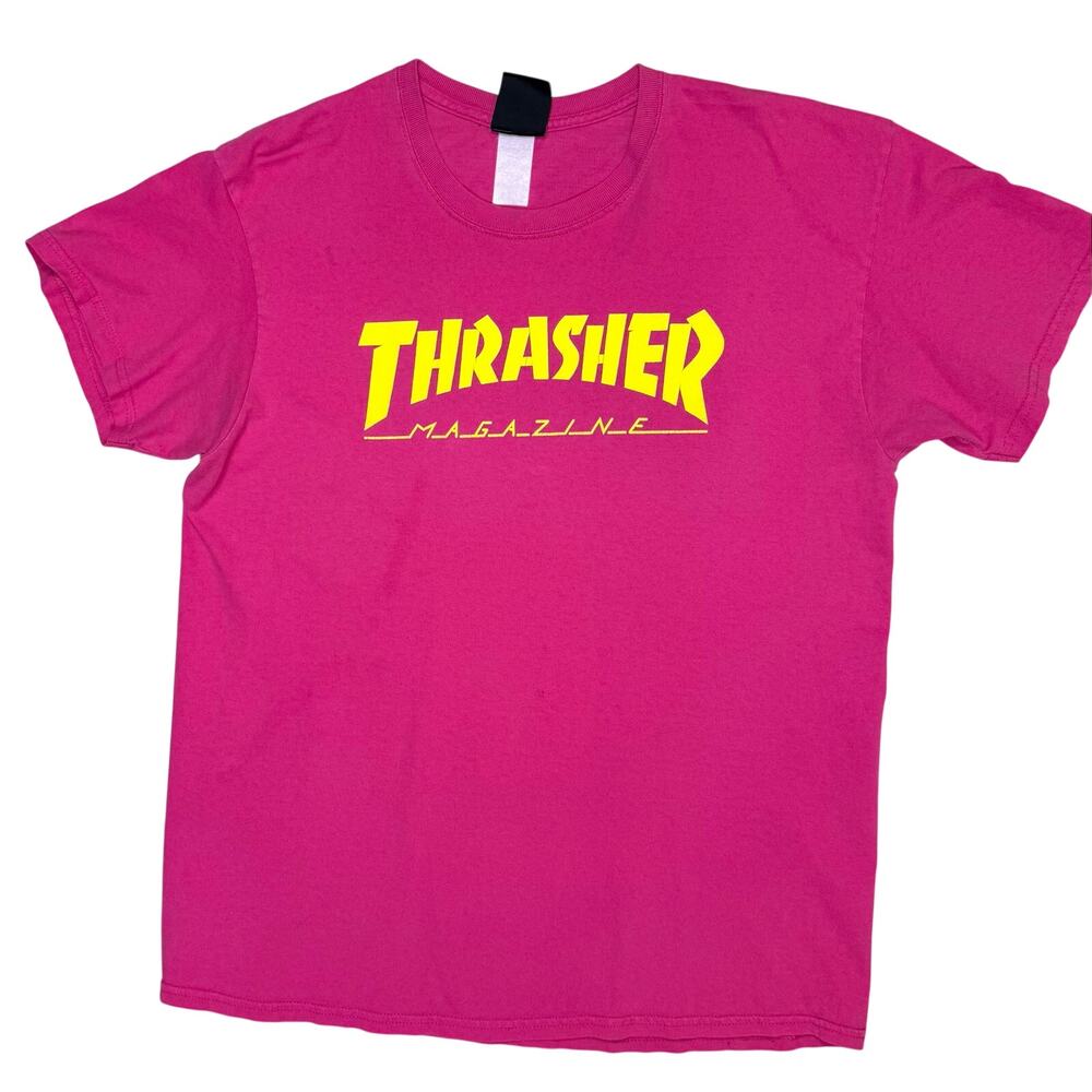 Thrasher Magazine Skater T-Shirt Hot Pink Mens Size L Graphic Pullover